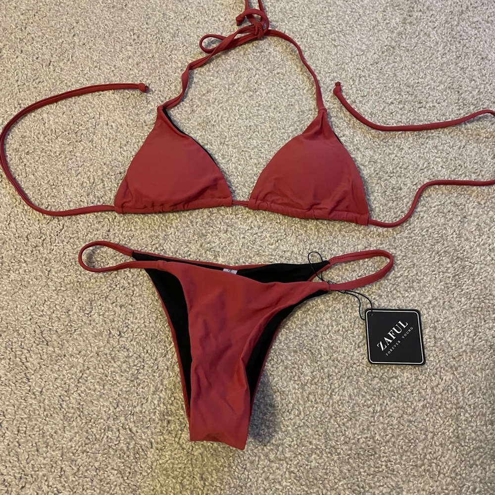 Zaful Burgundy Bikini Set
